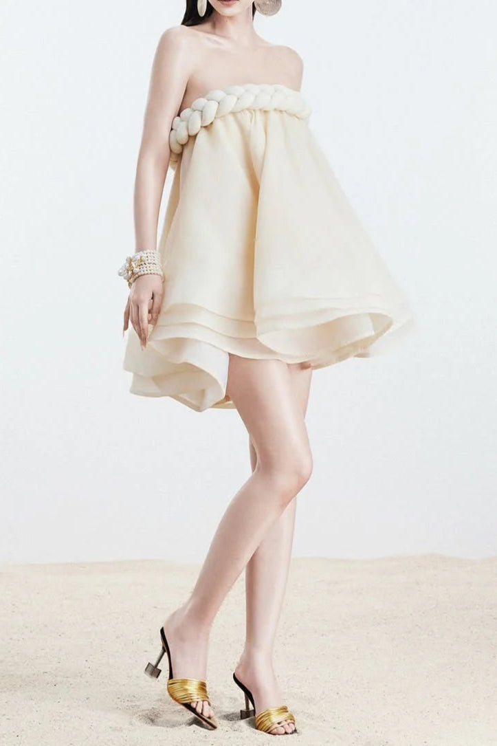 Hemp rope tube top tutu skirt in beige