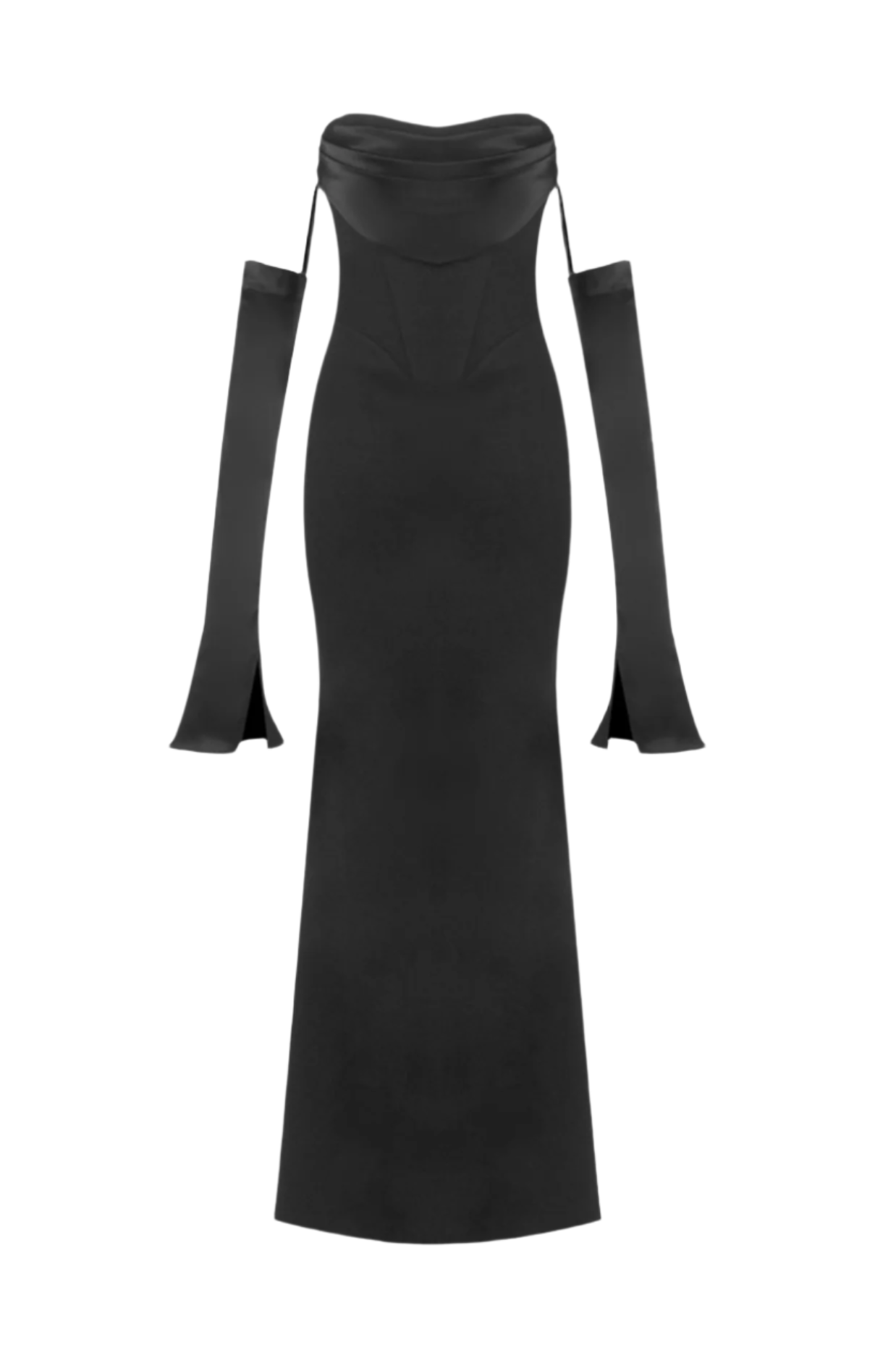 Off Shoulder Corset Maxi Dress - Black