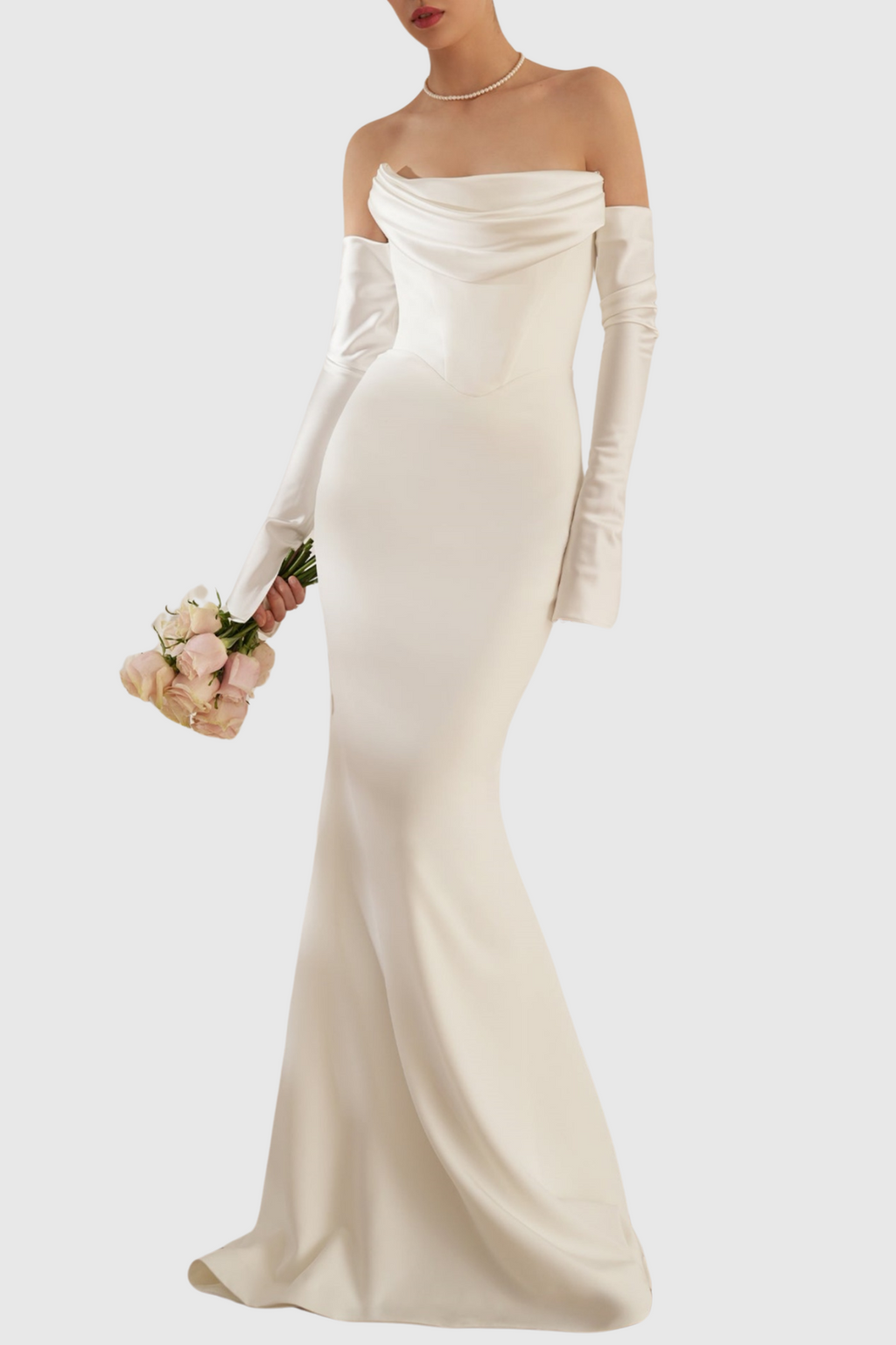 Off Shoulder Corset Maxi Dress - White