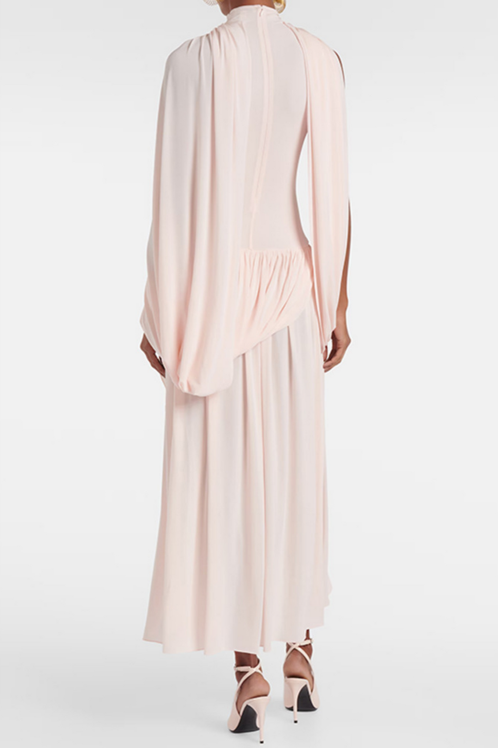 Asymmetric Cape Draped Midi Dress