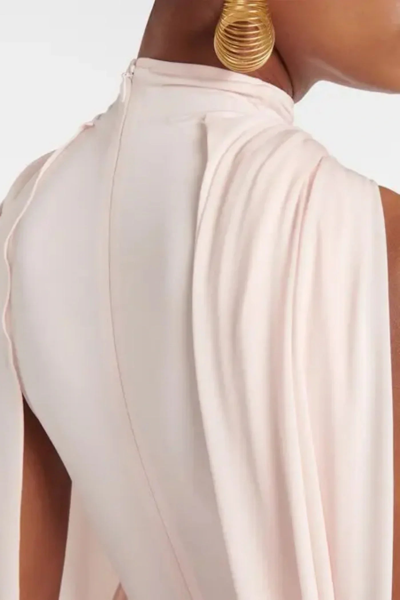 Asymmetric Cape Draped Midi Dress