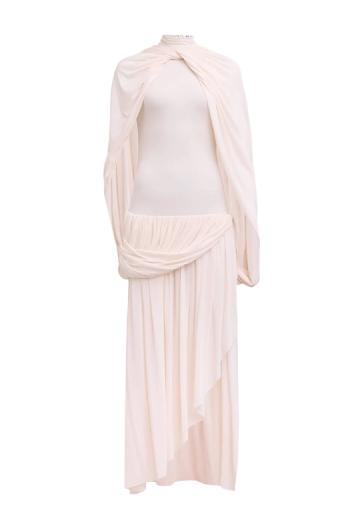 Asymmetric Cape Draped Midi Dress