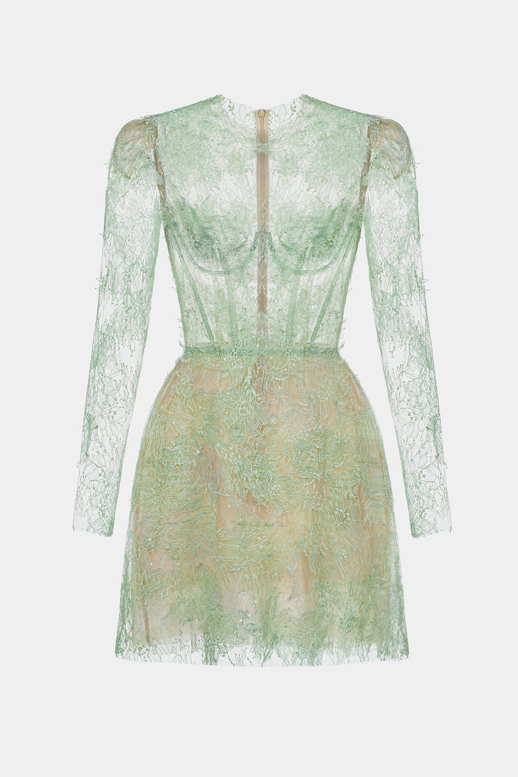 Mint Beaded Lace Mini Dress