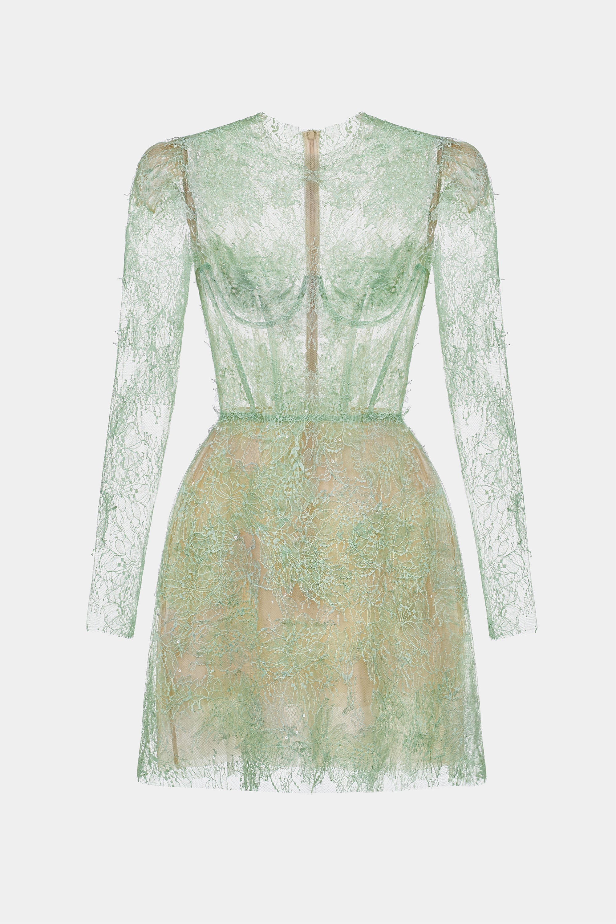 Mint Beaded Lace Mini Dress