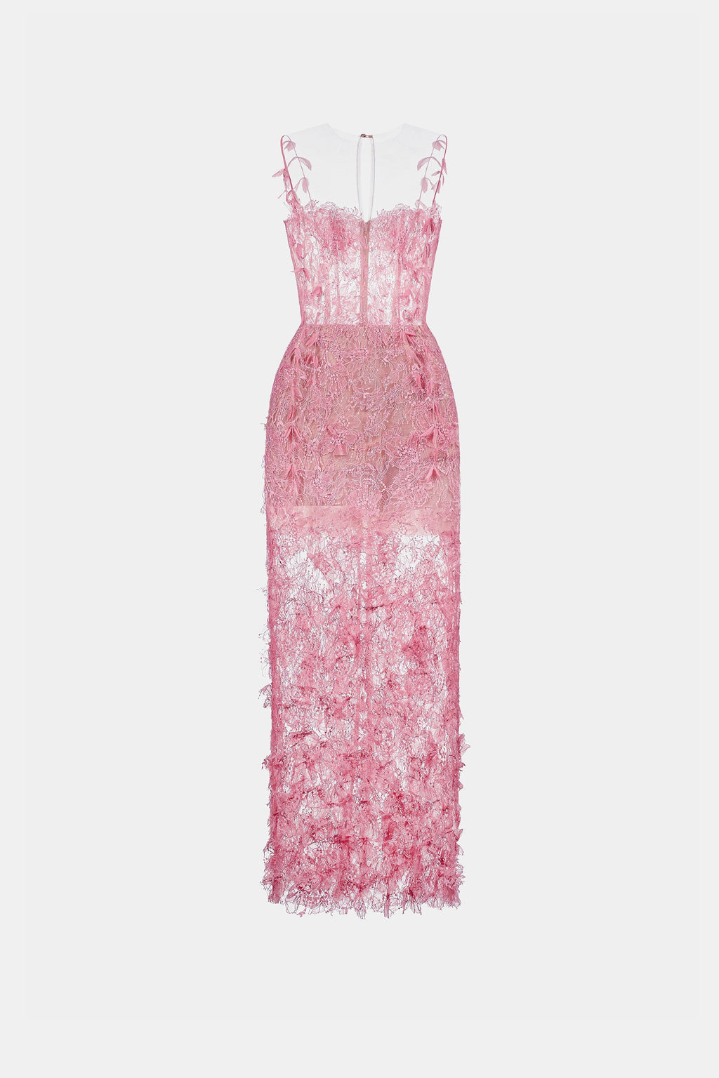 PINK BEADED LACE PENCEL DRESS
