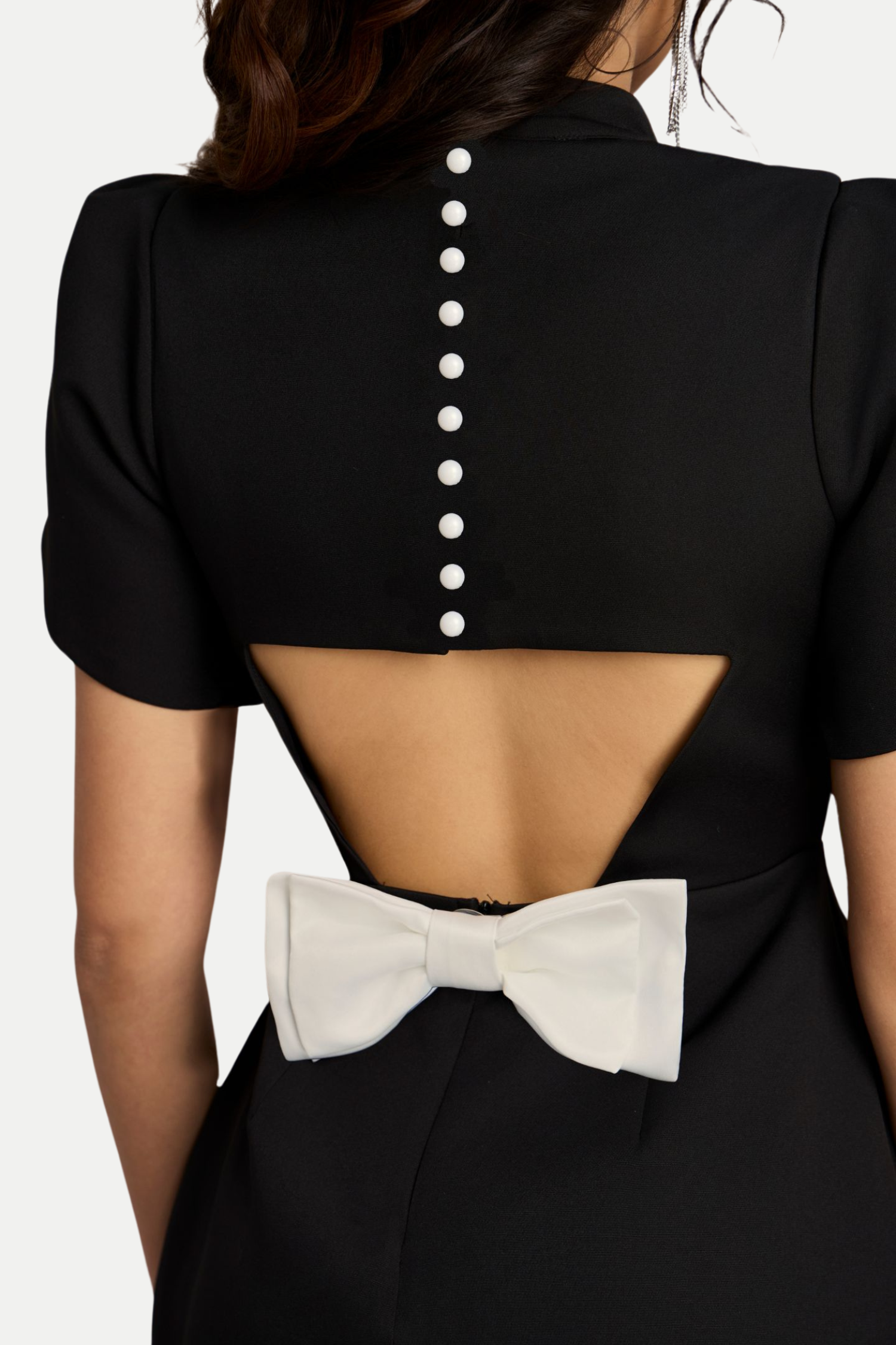 CUTOUT BOWKNOT MINI DRESS IN BLACK