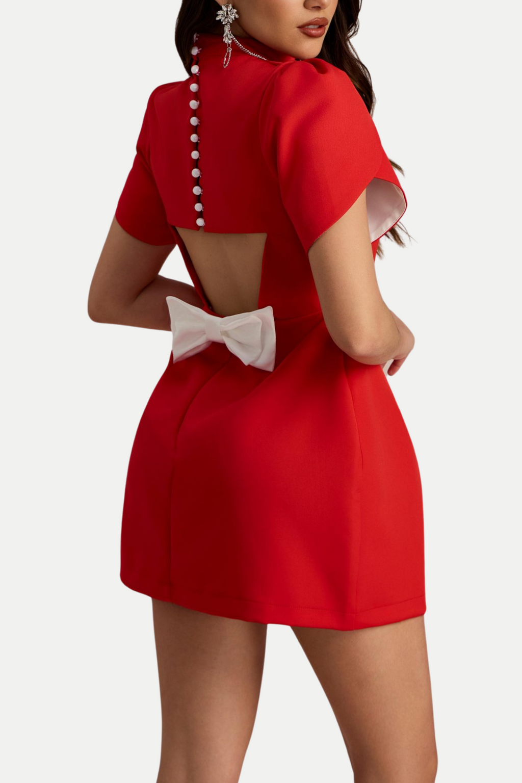 CUTOUT BOWKNOT MINI DRESS IN RED