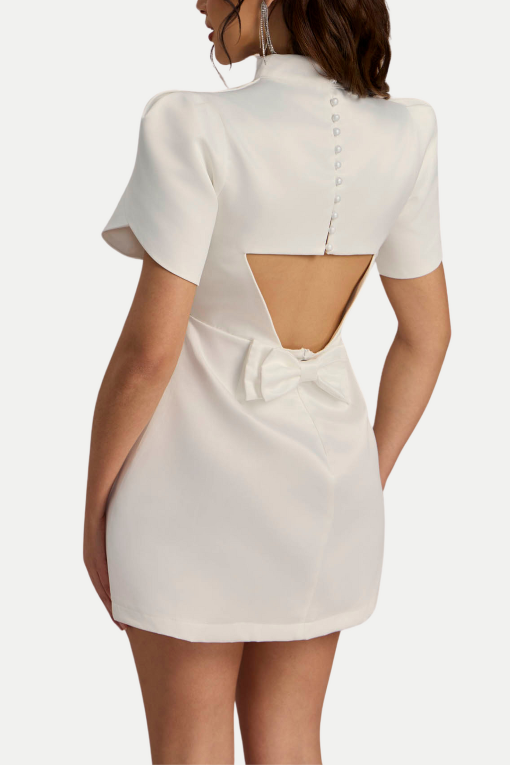 CUTOUT BOWKNOT MINI DRESS IN WHITE