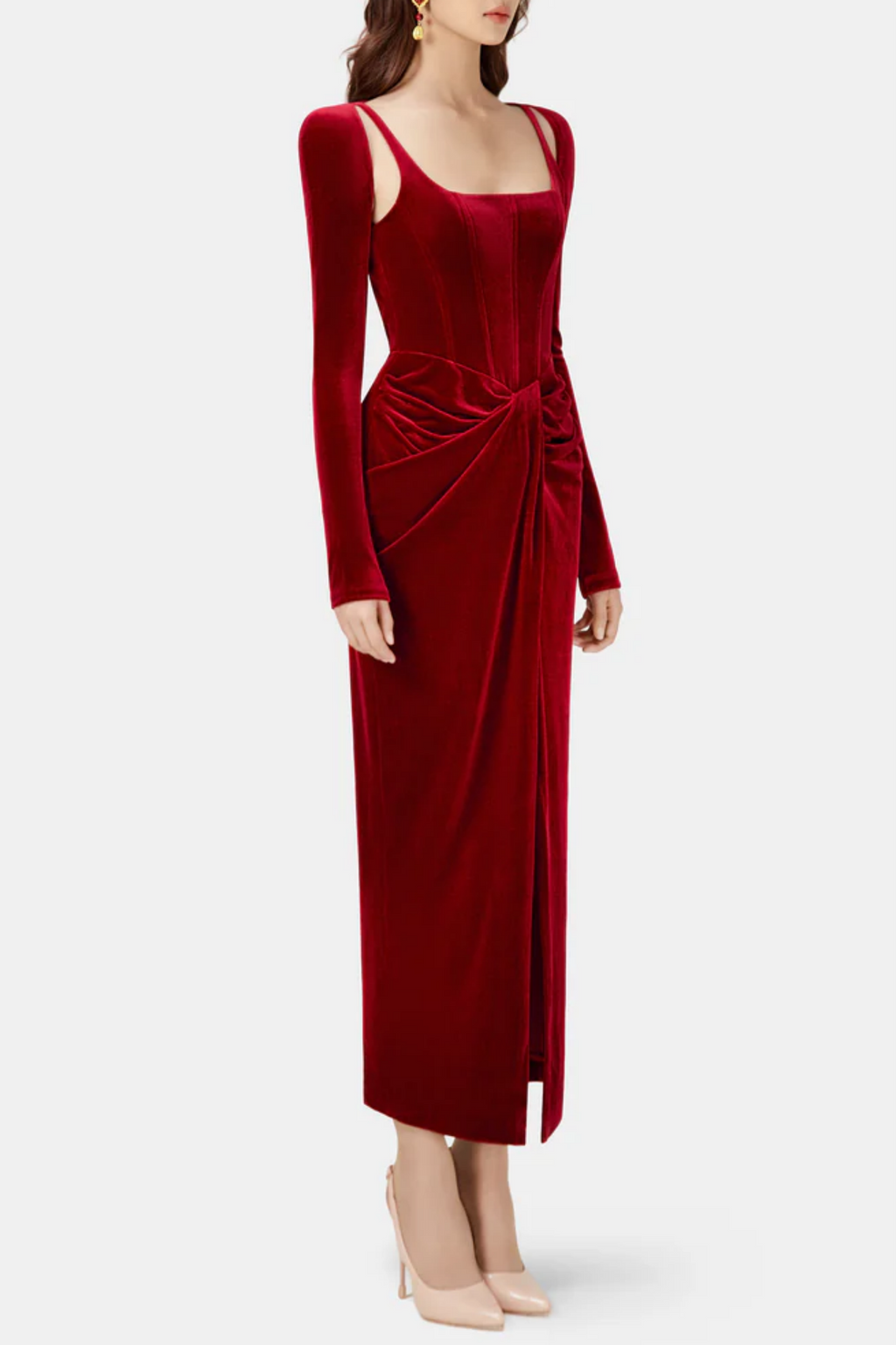 Renwick Velvet Corset Midi Dress