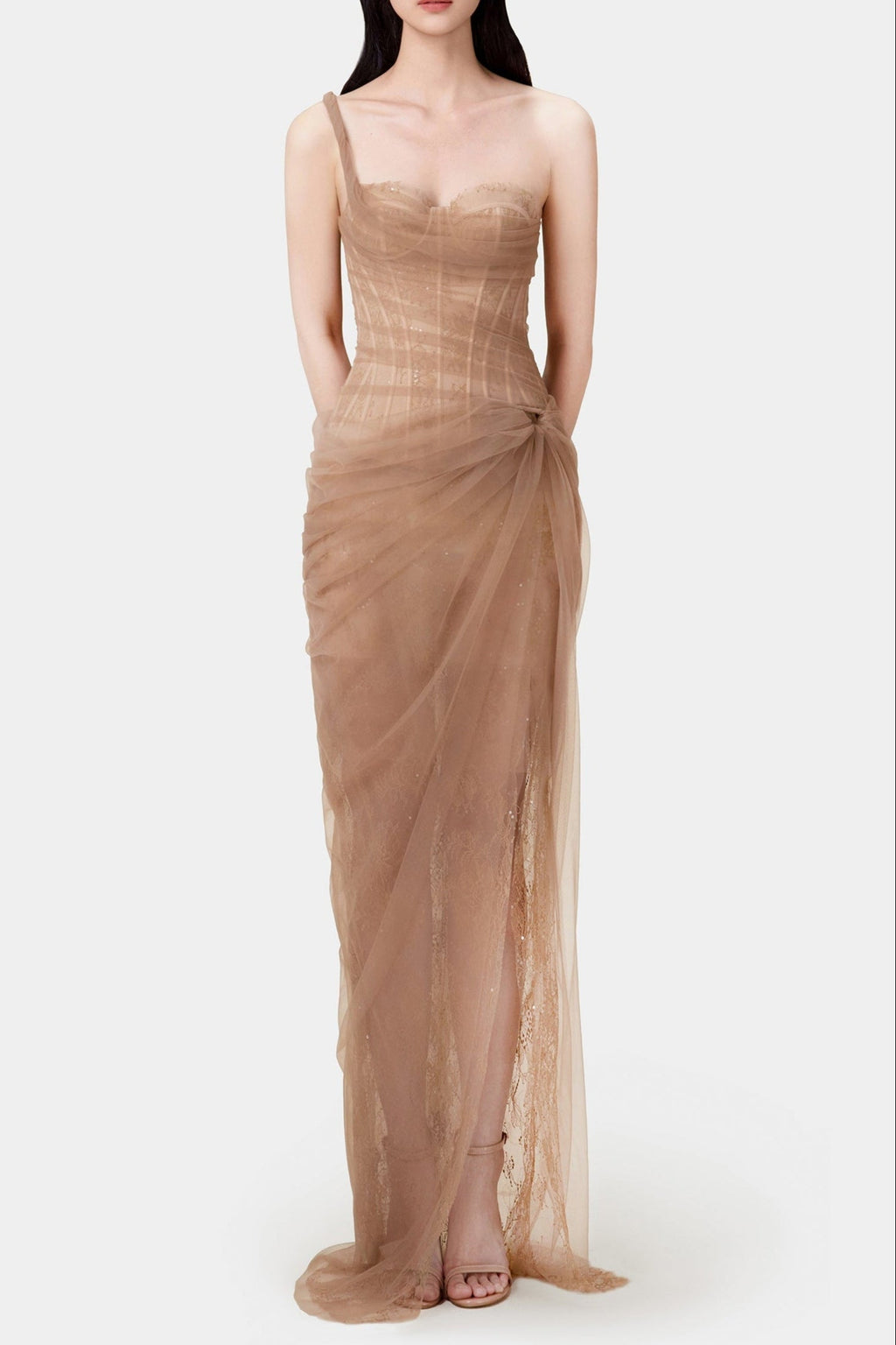 MARA BROWN LACE CORSET DRESS