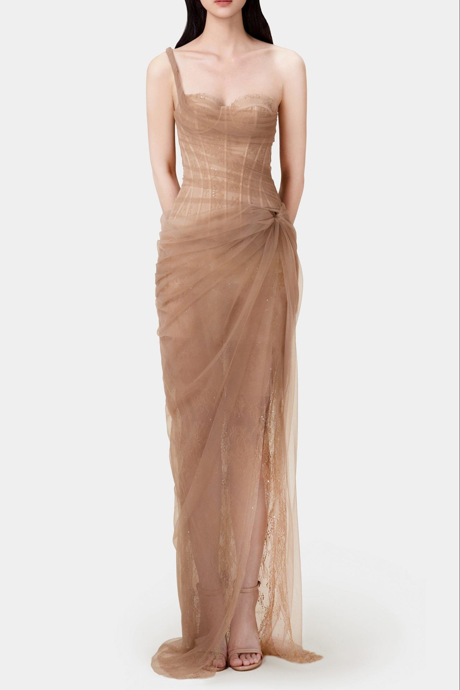 MARA BROWN LACE CORSET DRESS