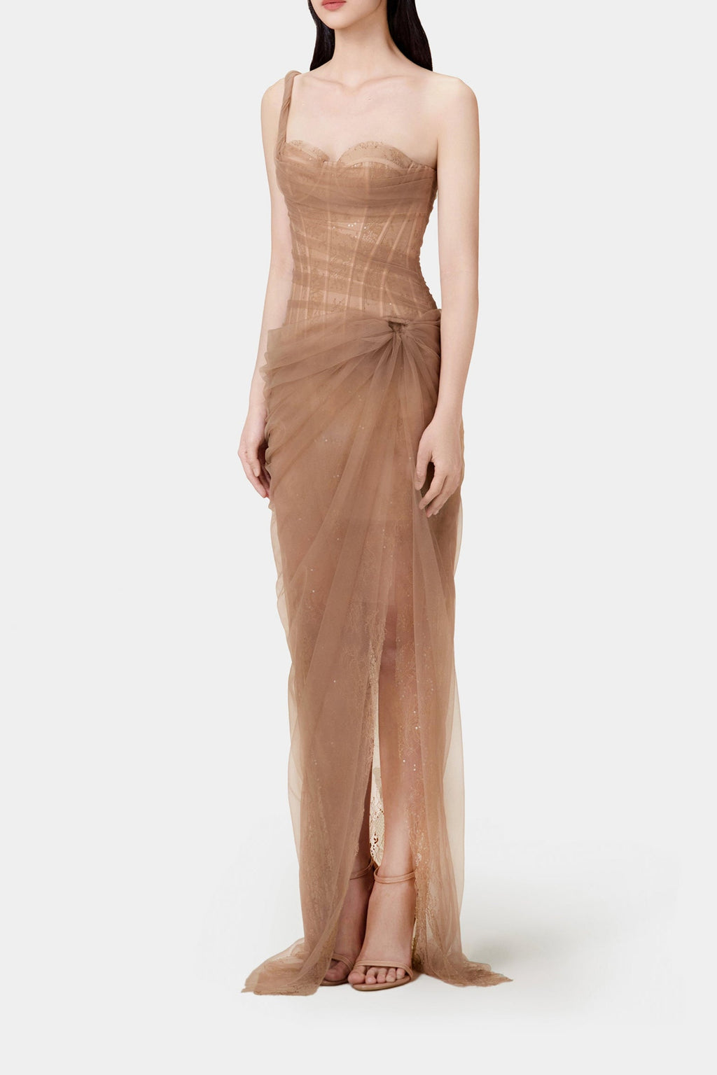 MARA BROWN LACE CORSET DRESS