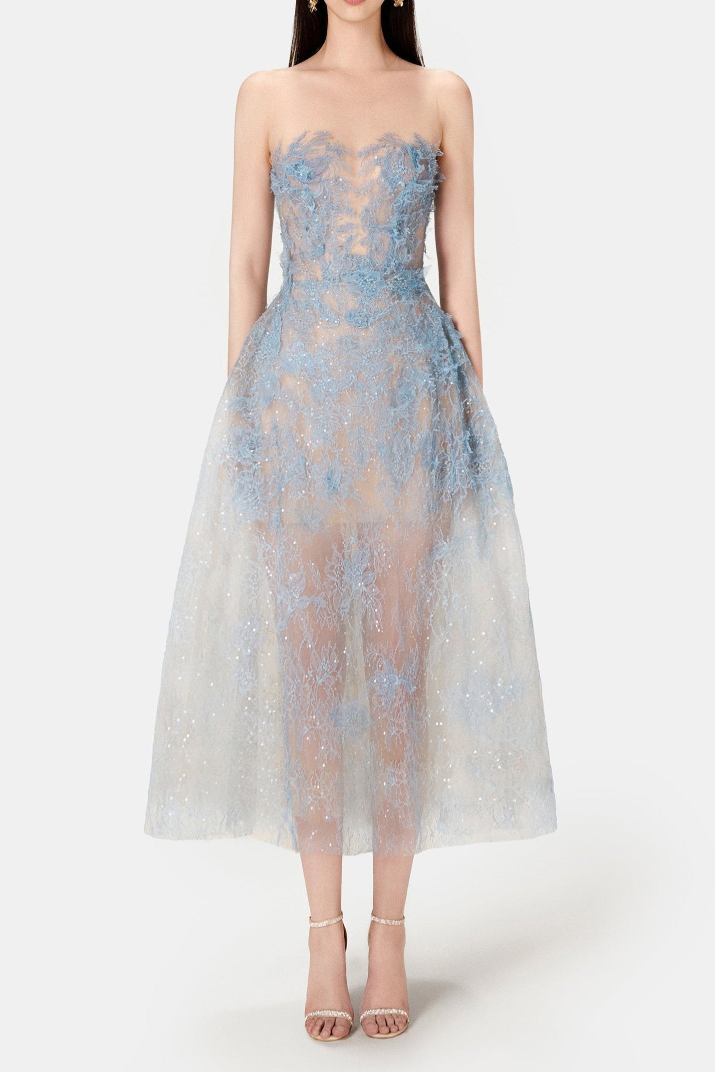 BLUE BEADED LACE DRESS