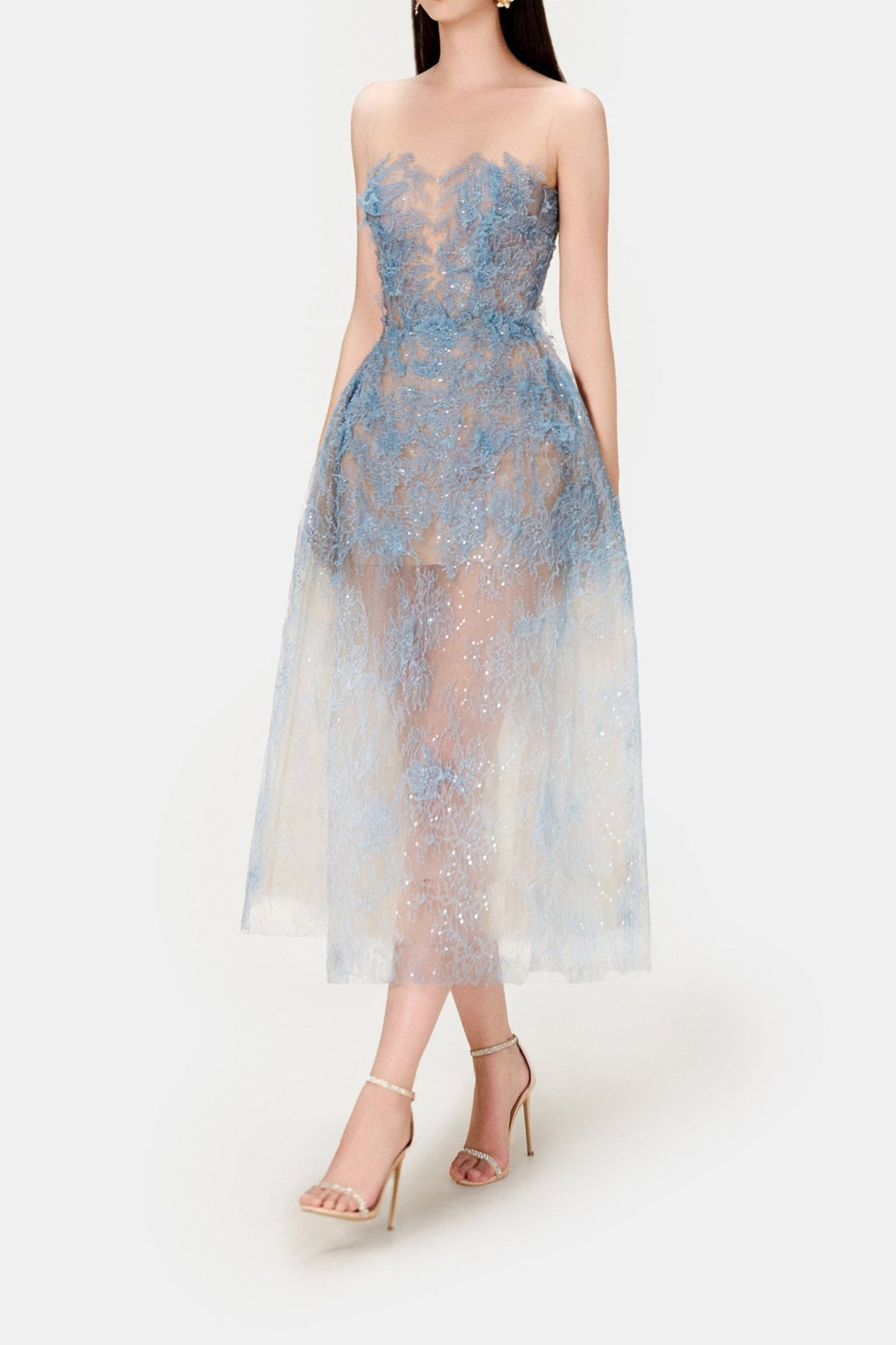 BLUE BEADED LACE DRESS
