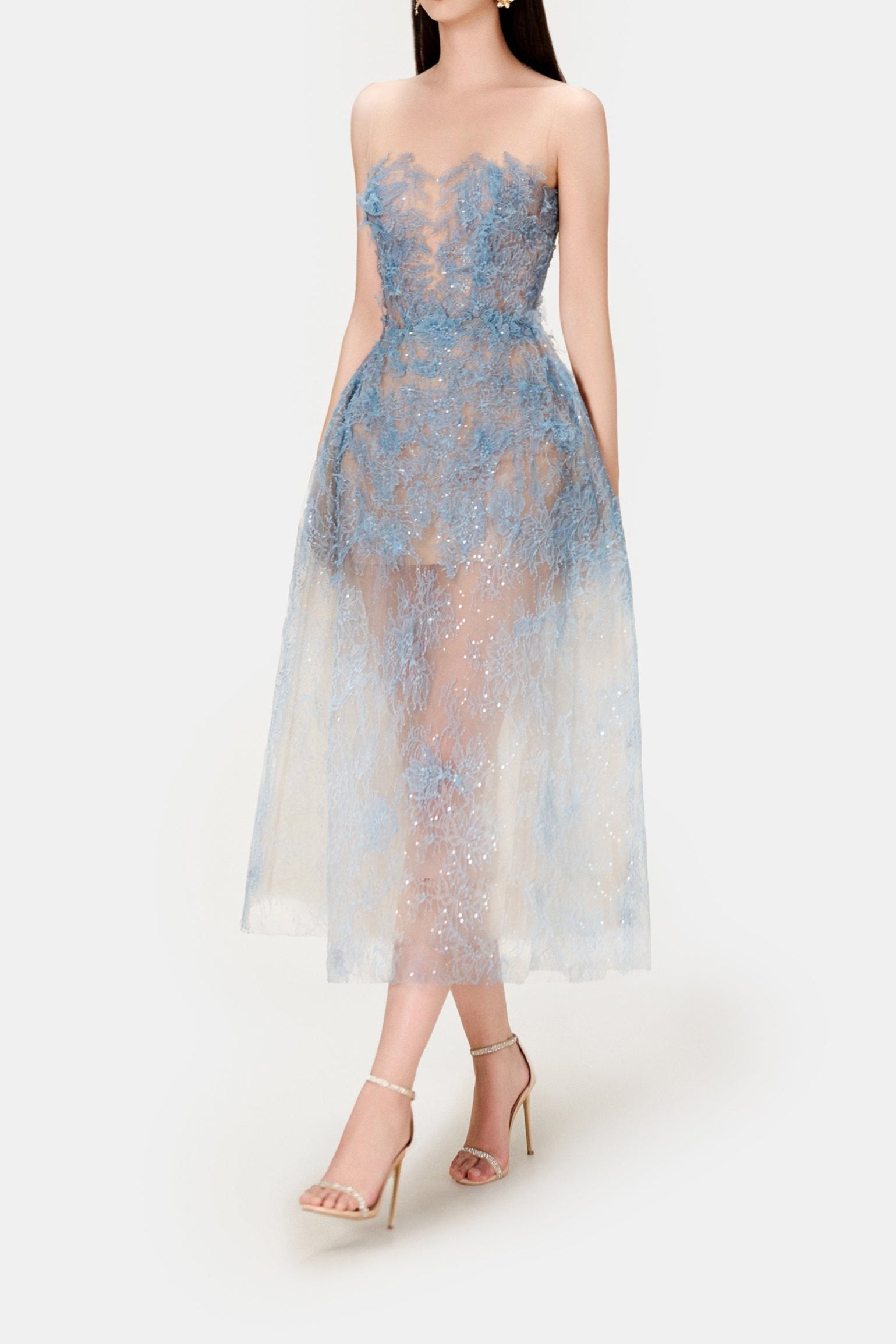 BLUE BEADED LACE DRESS