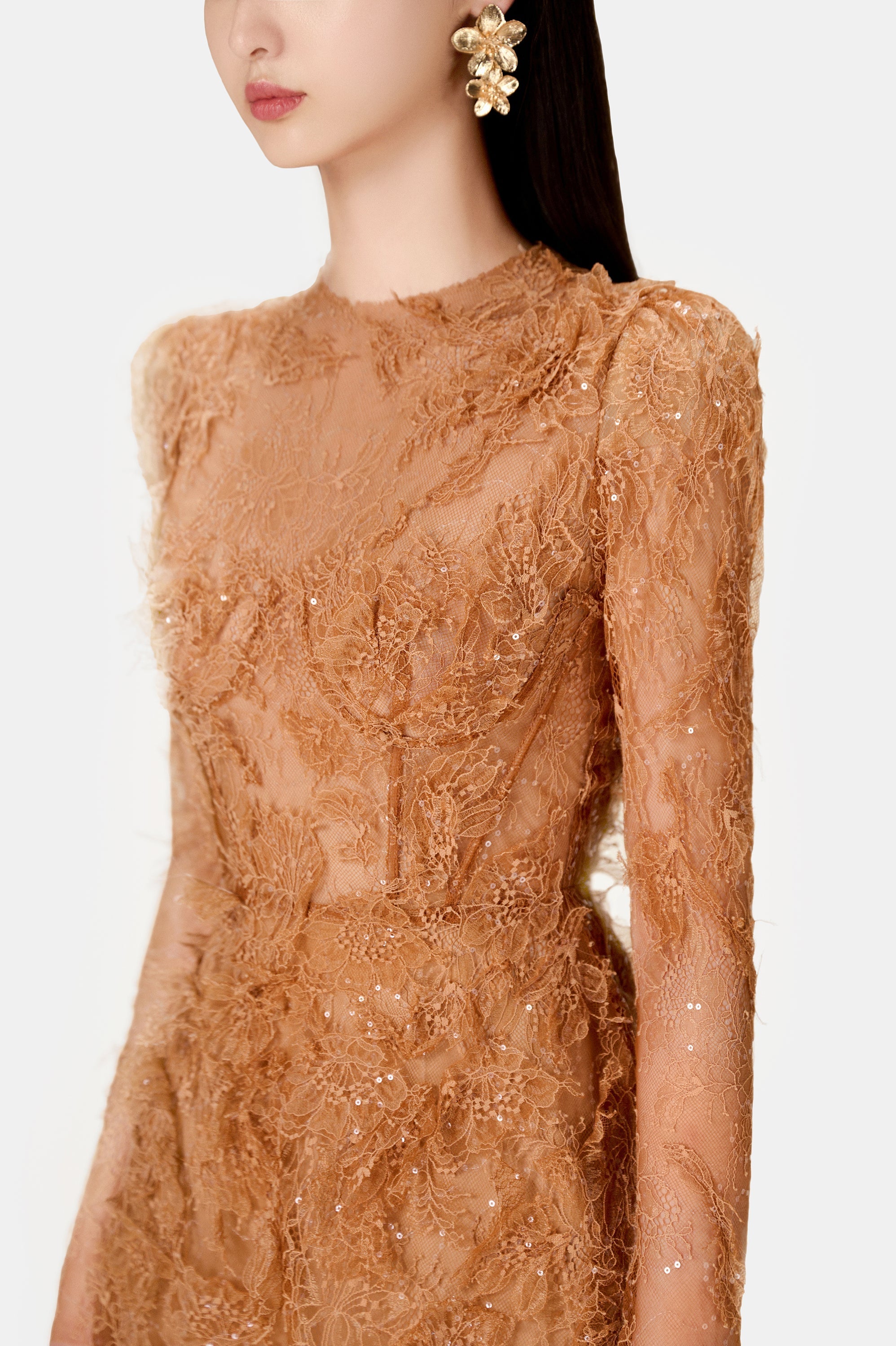 HONEY BEADED LACE MINI DRESS