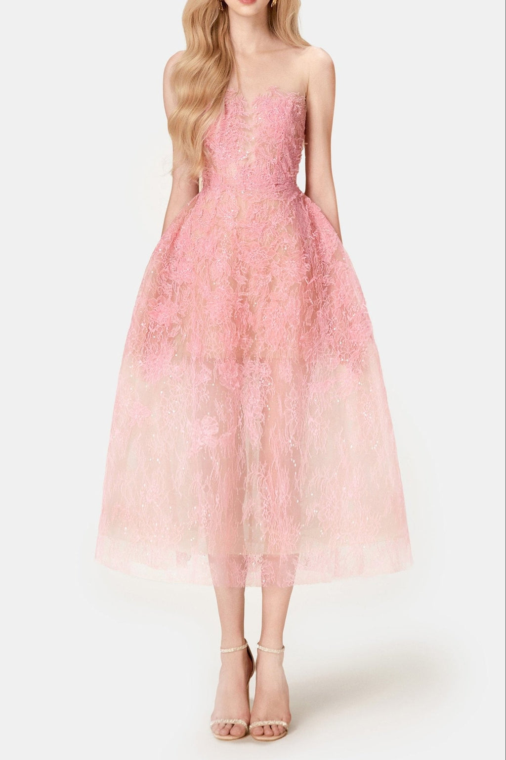 PINK BEADED LACE DRESS