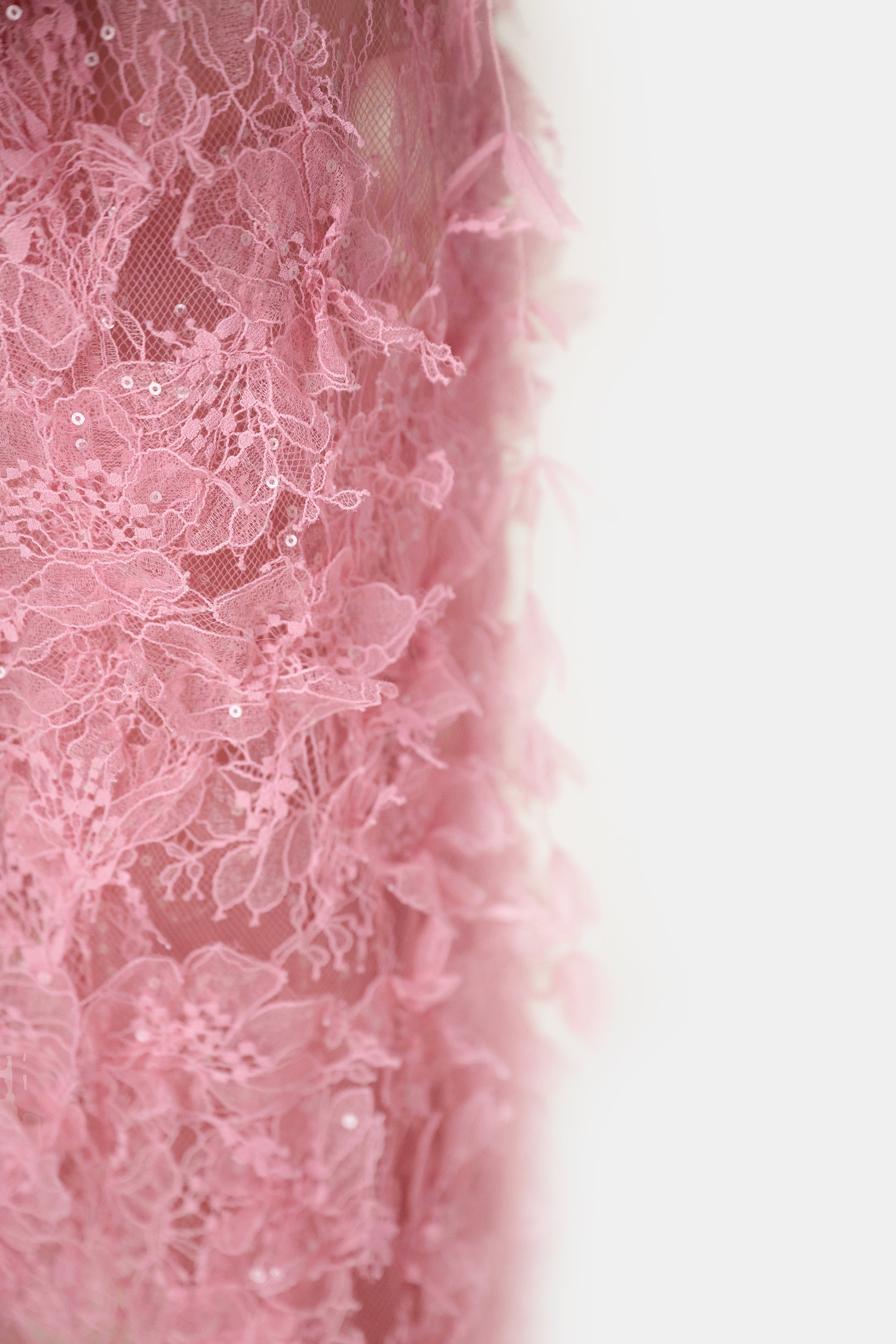 PINK BEADED LACE PENCEL DRESS
