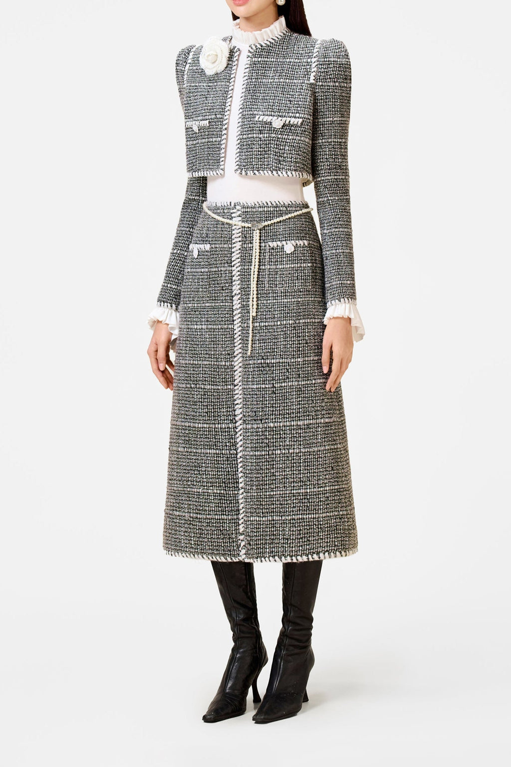 Black Tweed Jacket Set Dress