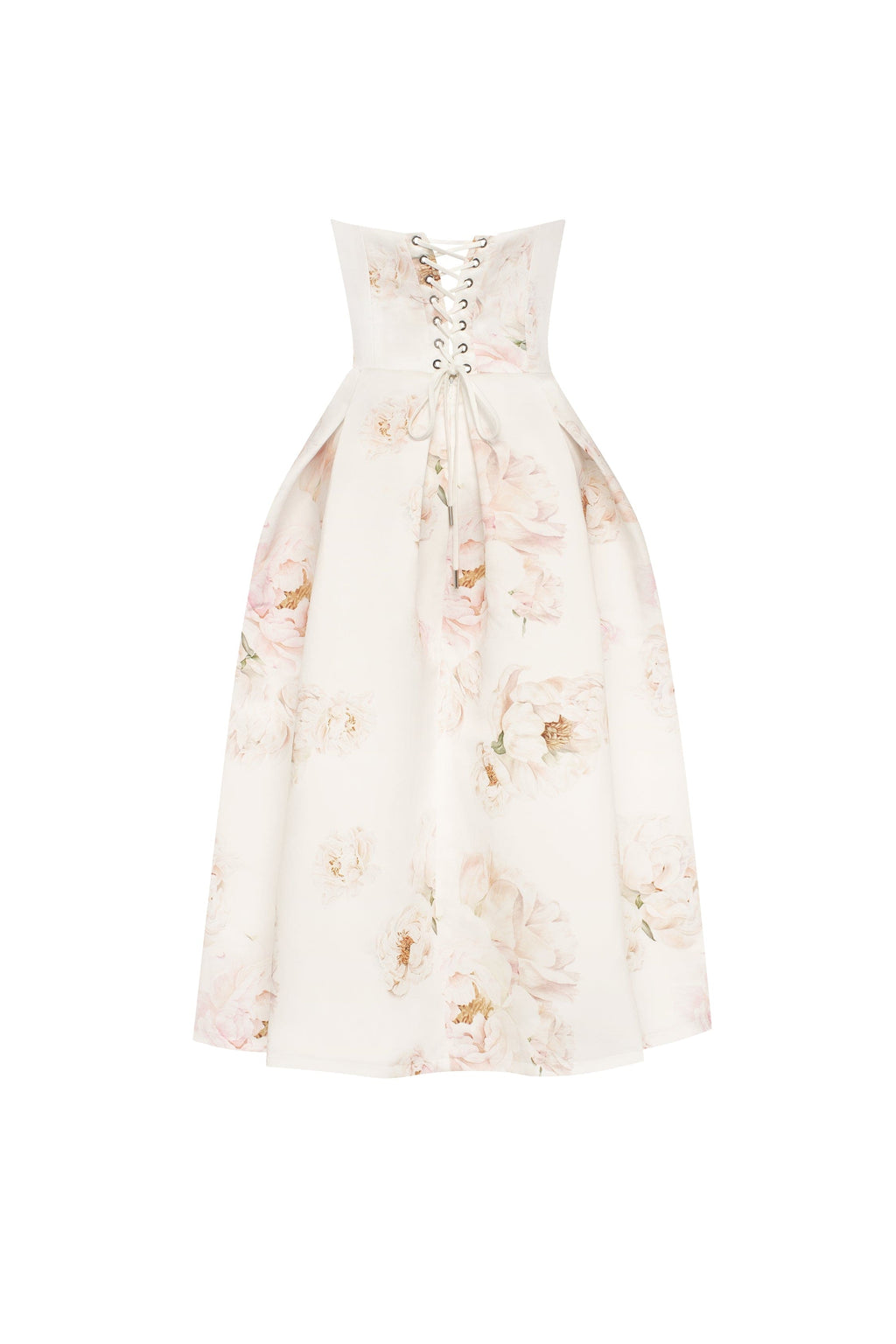 Pink peony corset midi dress, Garden of Eden