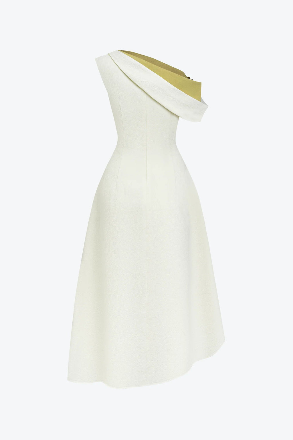 lucy one-shoulder a-line midi dress in white