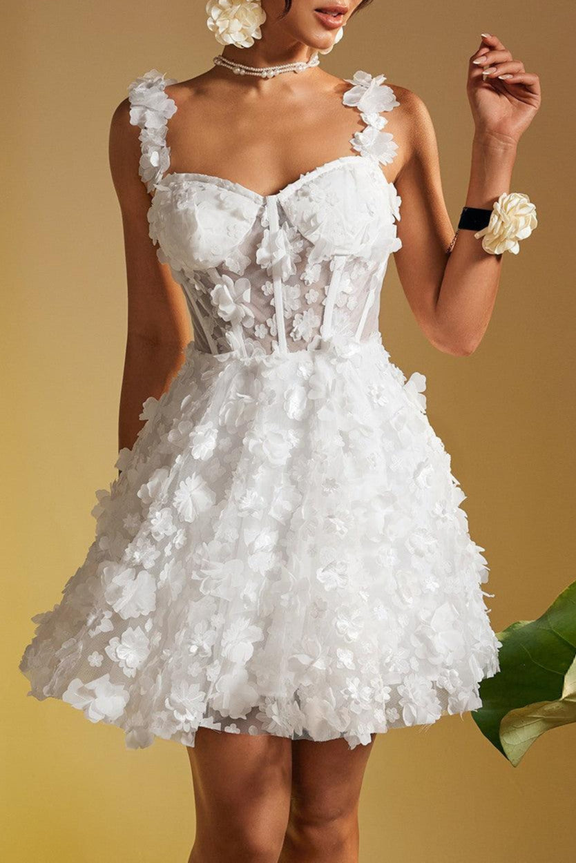 Magni Spaghetti Flower Mini Dress