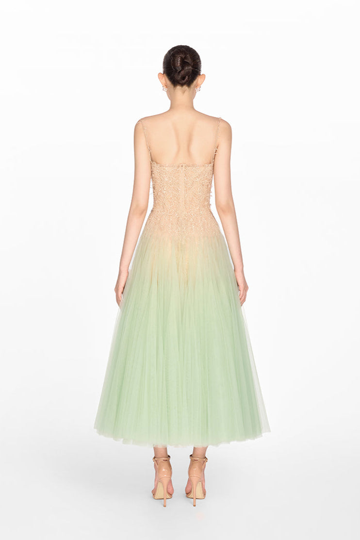 MINT OMBRE LACE MIDI DRESS