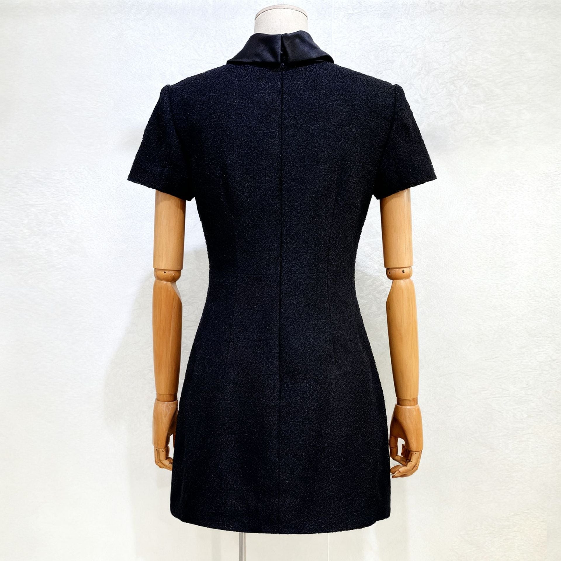 tabitha Boucle Collared tweed Mini Dress in black