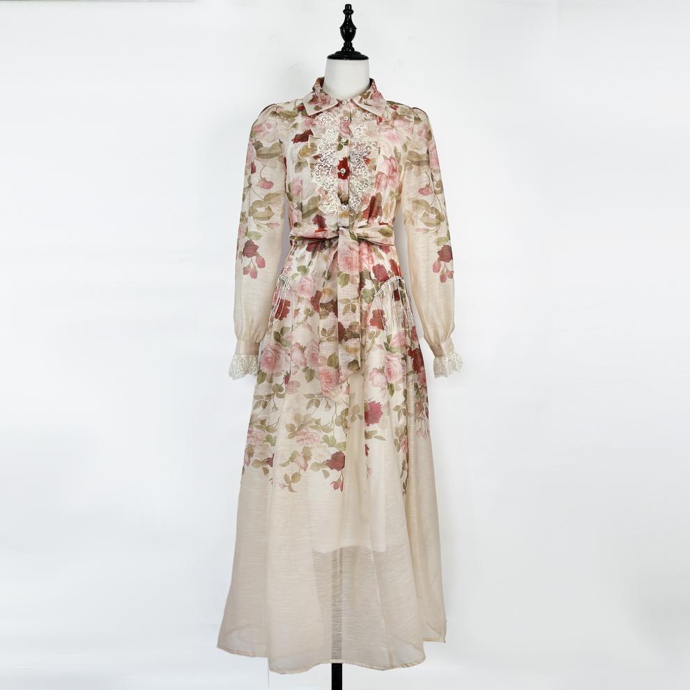 shirley Long Sleeve floral Printed Woven Maxi Dress