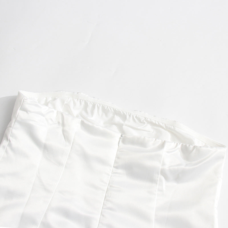 3D Floral Applique Sleeveless Midi dress in white