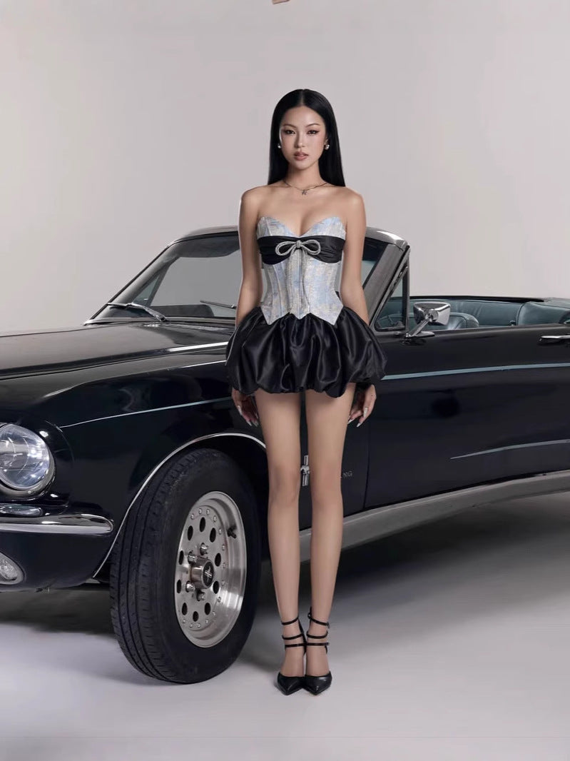 Bethari Strapless Corset Puffy Mini Dress