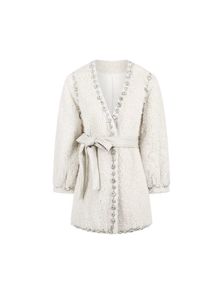Joy V-Neck Long Sleeve Diamond Stud Coat