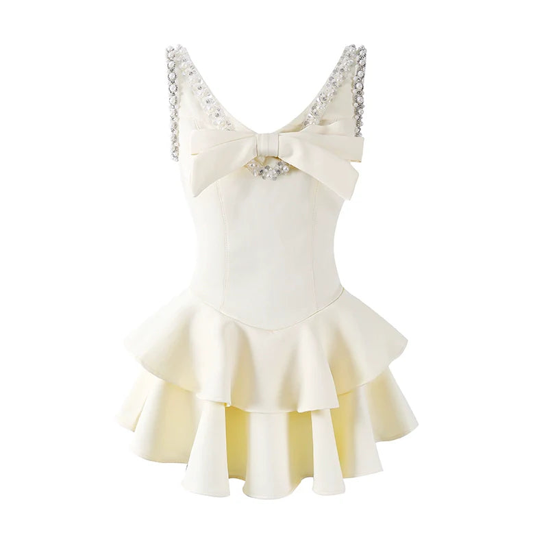 V-neck embellished mini dress