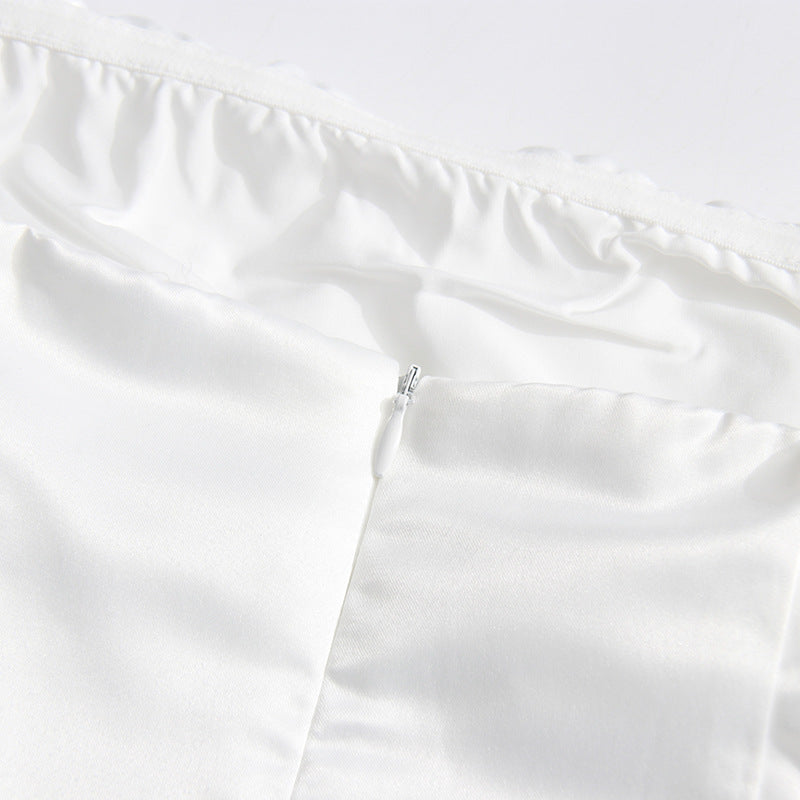 3D Floral Applique Sleeveless Midi dress in white