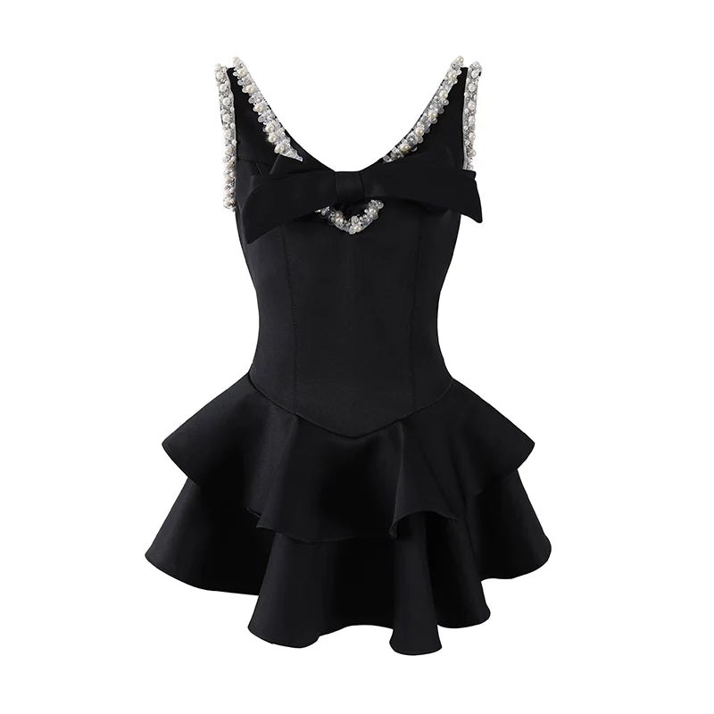 V-neck embellished mini dress