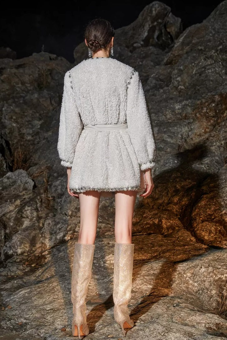 Joy V-Neck Long Sleeve Diamond Stud Coat