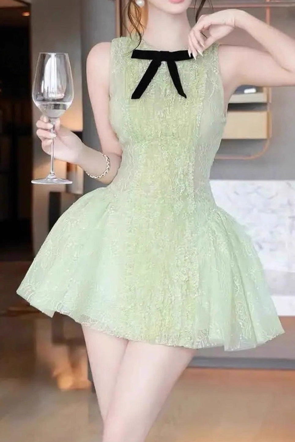 eleanore sleeveless embroidered mini dress in green