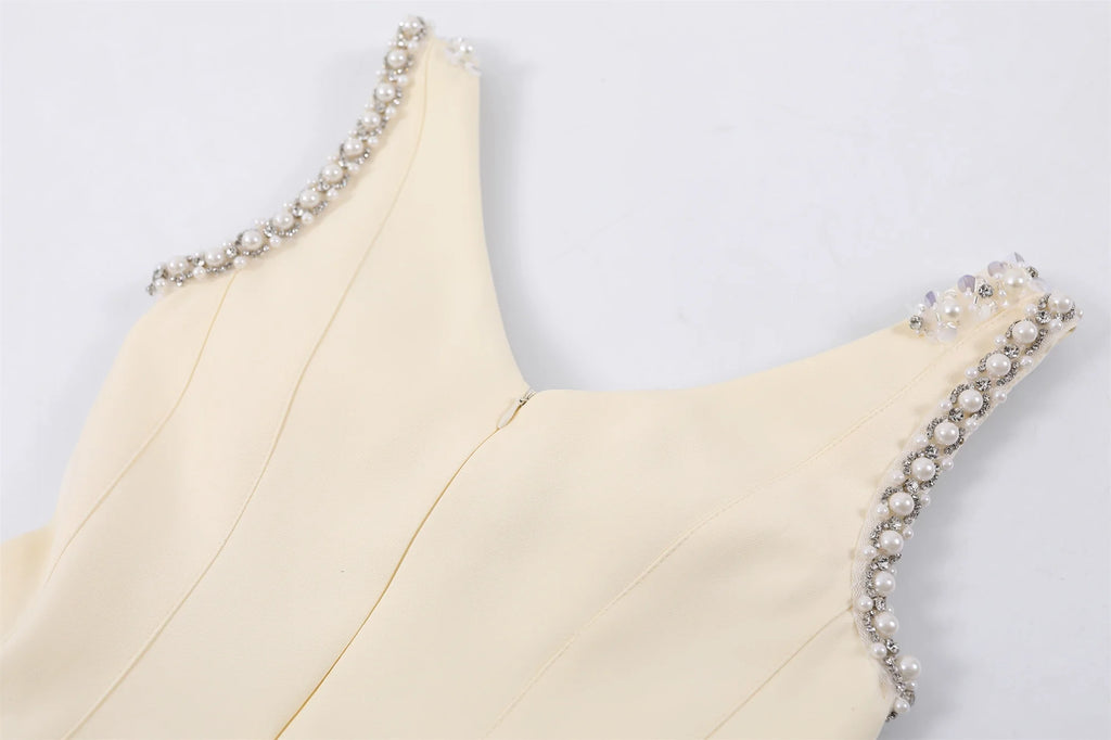 V-neck embellished mini dress