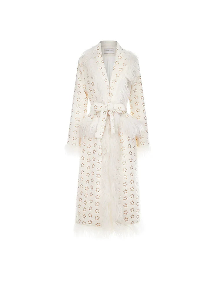 Retro Square Collar Plant and Flower Tie Coat