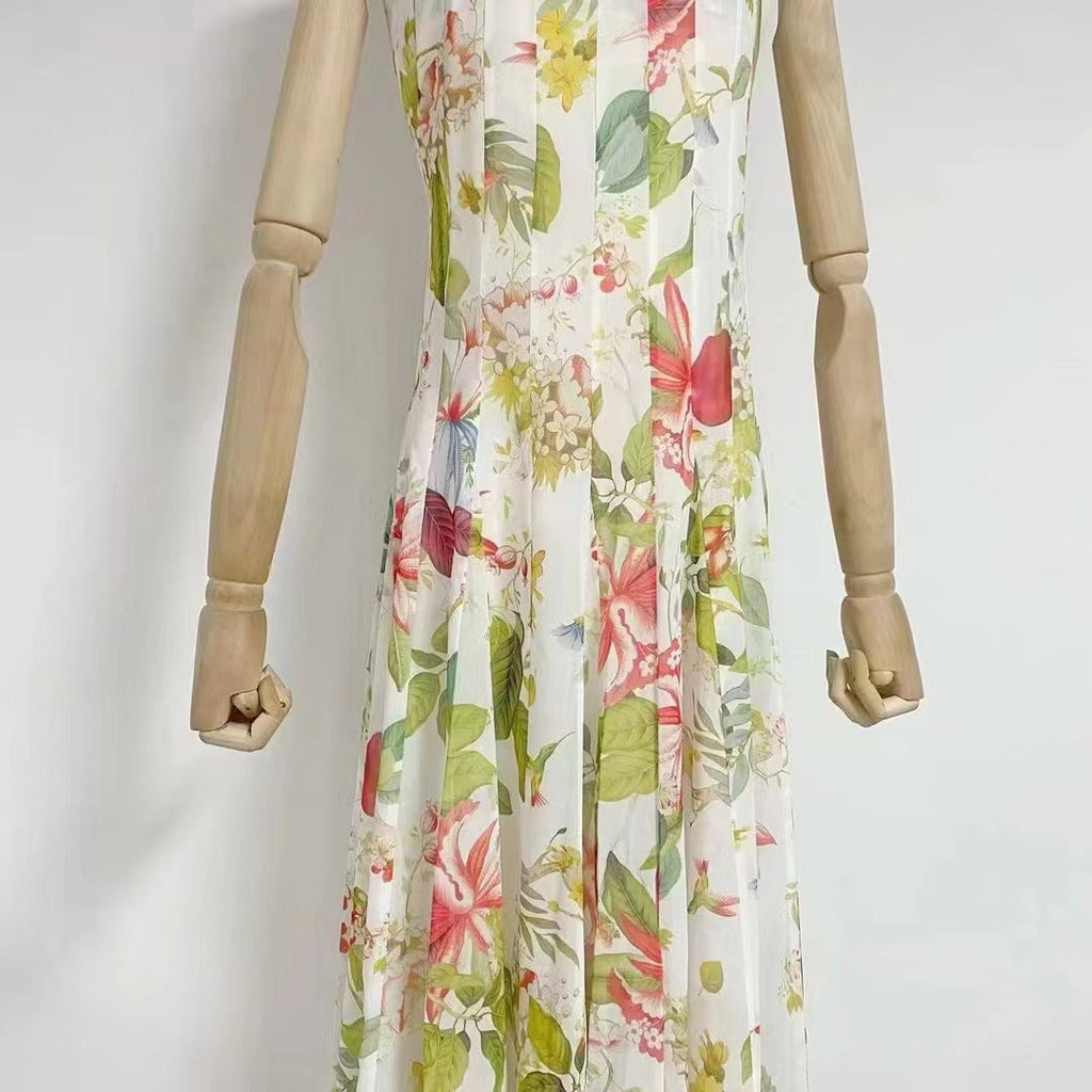 multicolor floral print fauna gazar gown