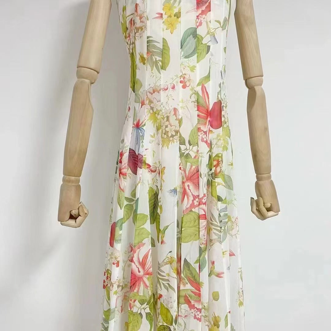 multicolor floral print fauna gazar gown