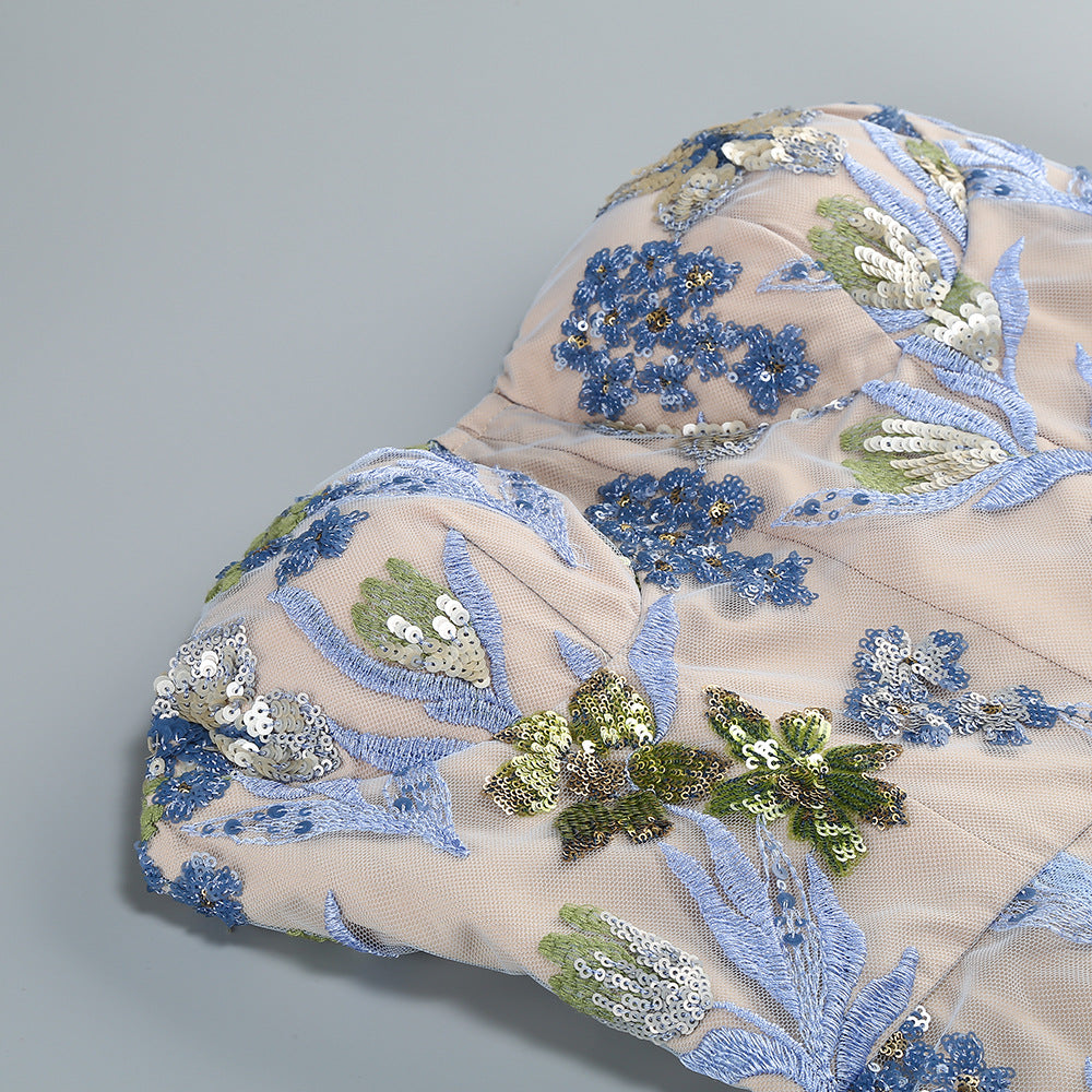 Dahlia Baby Blue Multi Maxi Dress