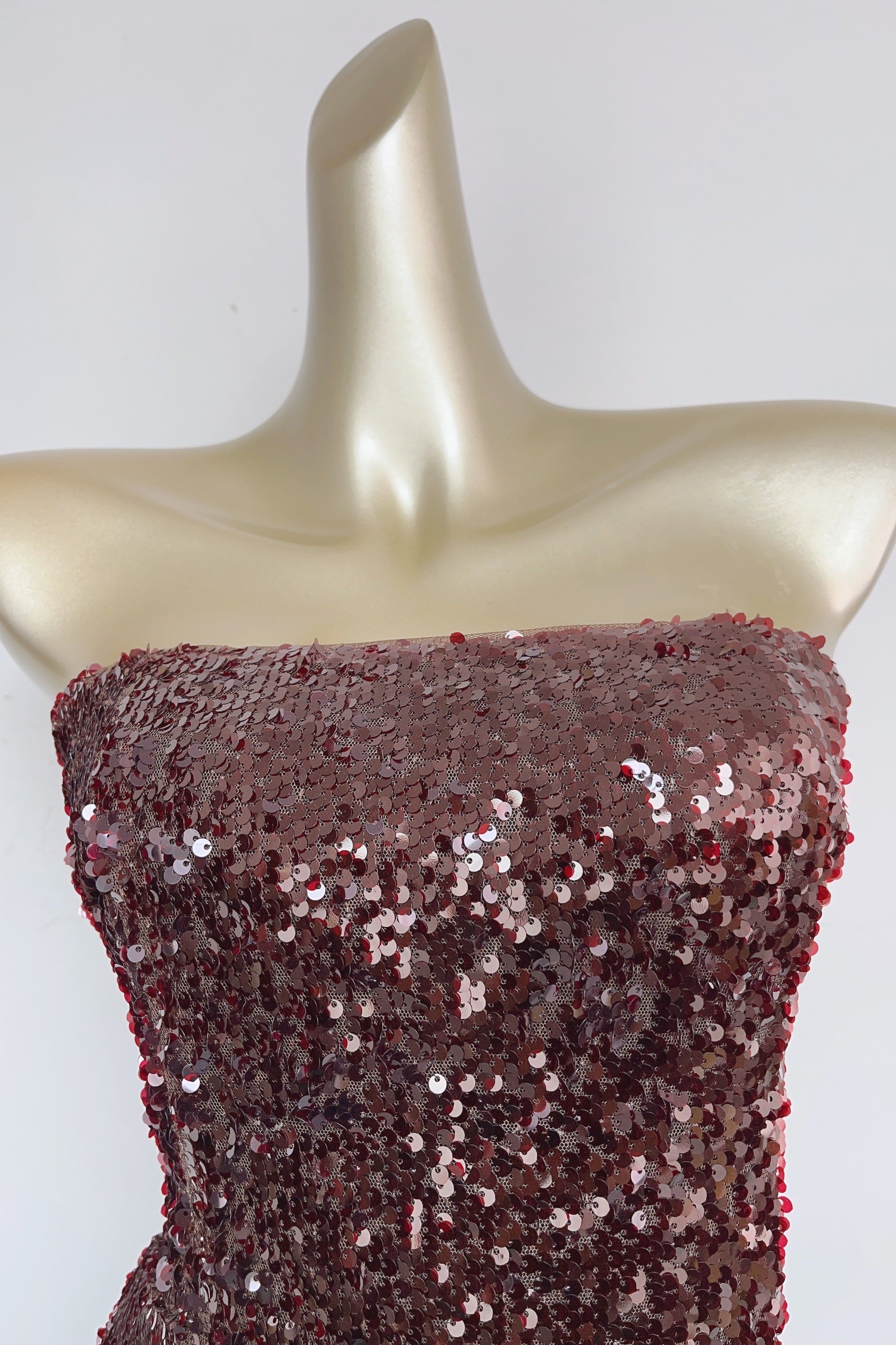 Strapless sequin Mini Dress in Burgundy
