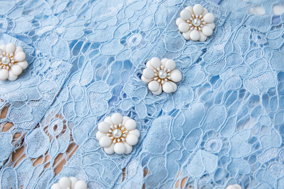 eunice hollow pencil Lace mini Dress in blue