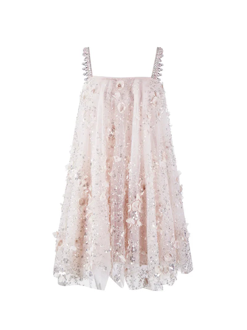 Zola Pink Flower Embroidered Loose doll Party Dress