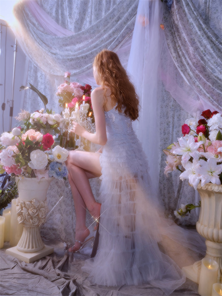 Vivi Light Blue Sleeveless Chiffon Banquet Dress