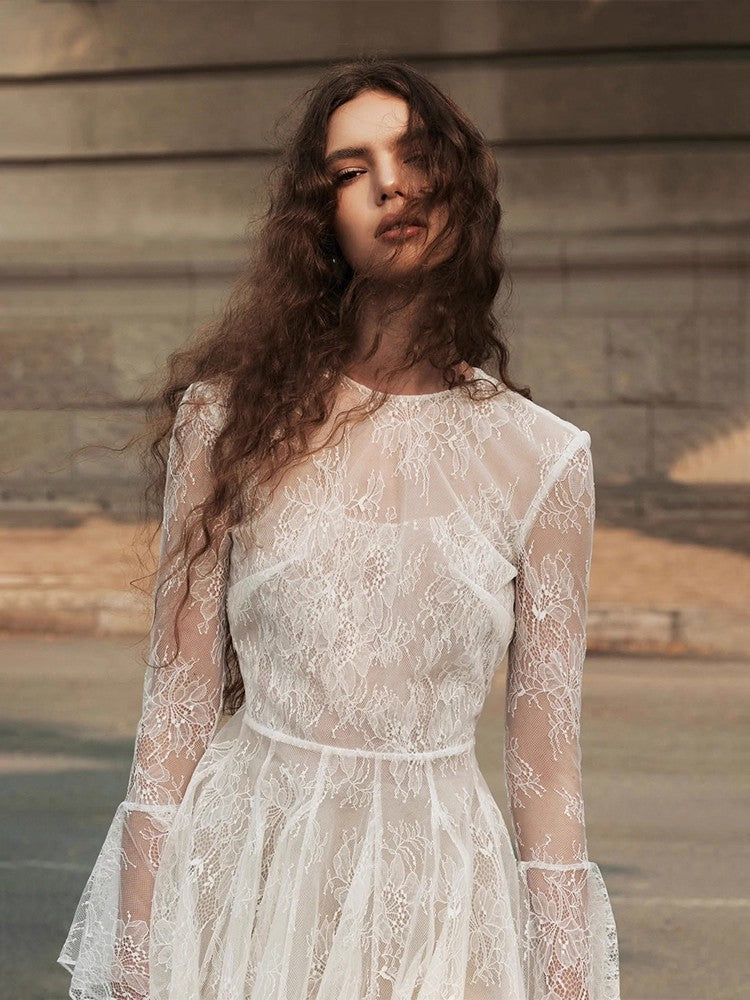 bblythe tulle lace backless mini dress in white