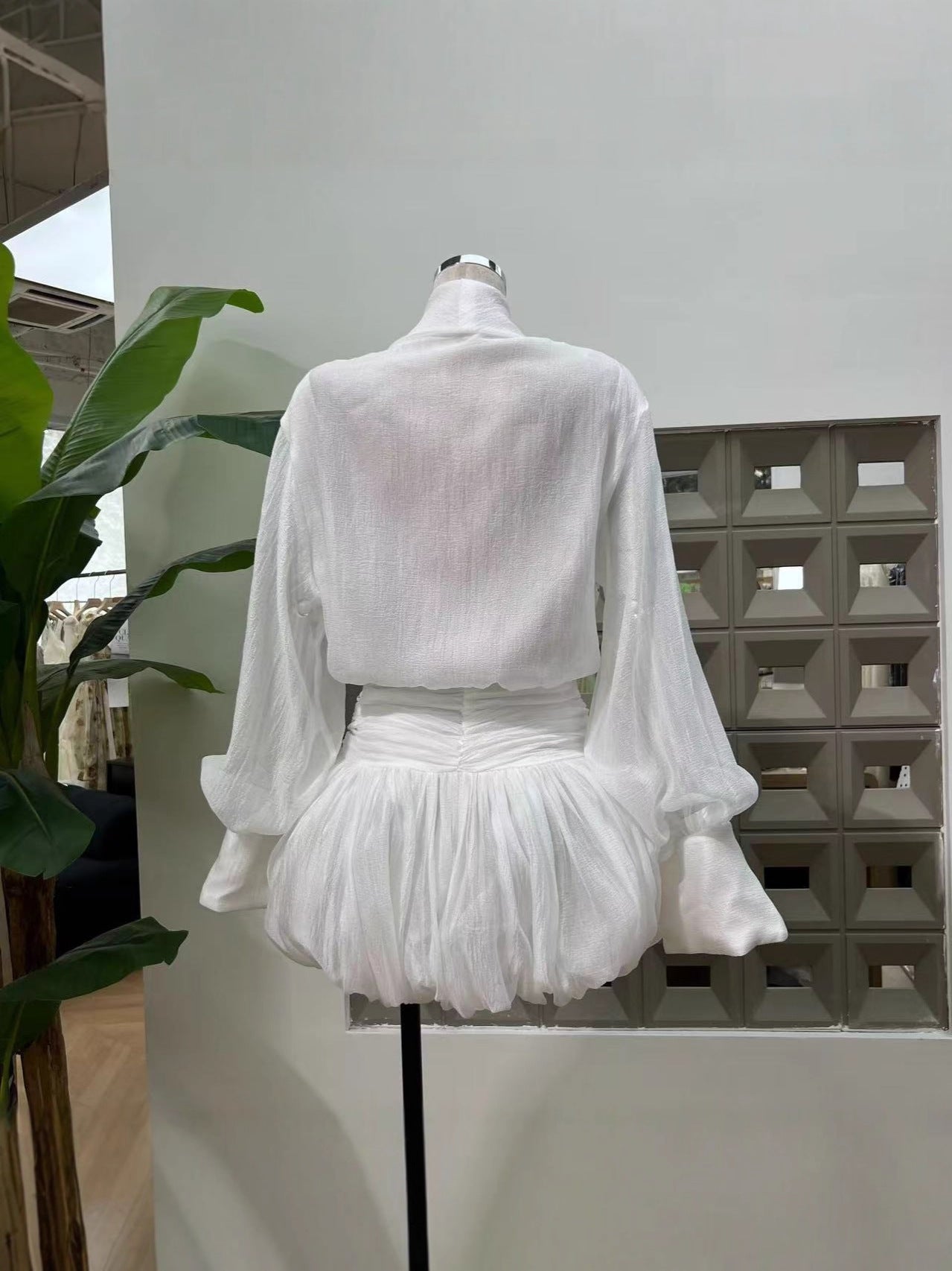 viola white tie-neck bow mini shirt dress