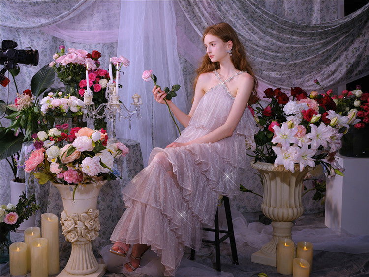 Mera Sleeveless Diamond Chain Cake evening Dress