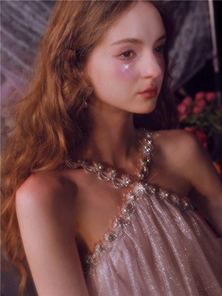 Mera Sleeveless Diamond Chain Cake evening Dress